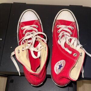 Red Converse Chuck Taylor All Star Sneakers Mens 7 Canvas Hi Top Shoes